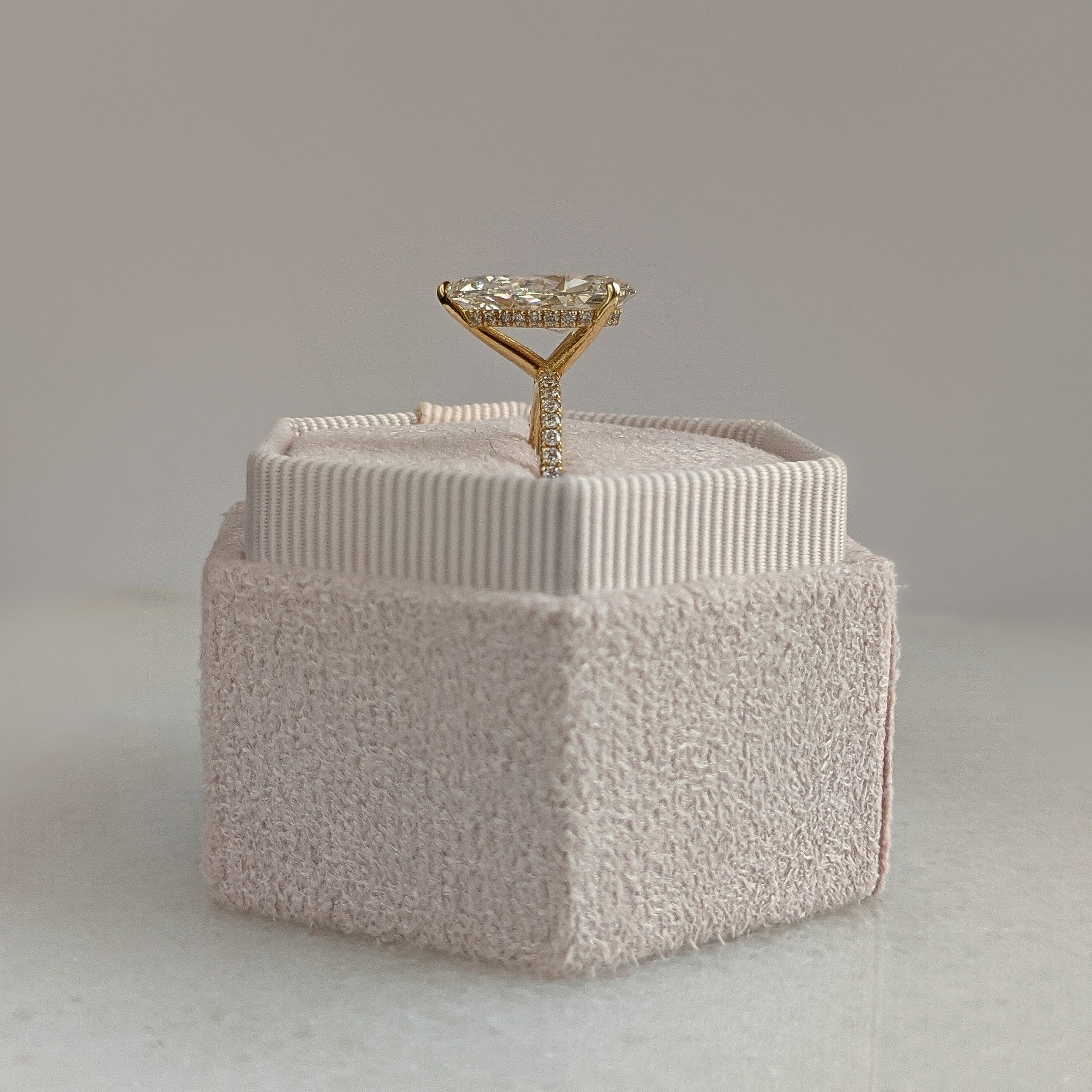 Pear Cut Pave Lab Grown Diamond Engagement Ring