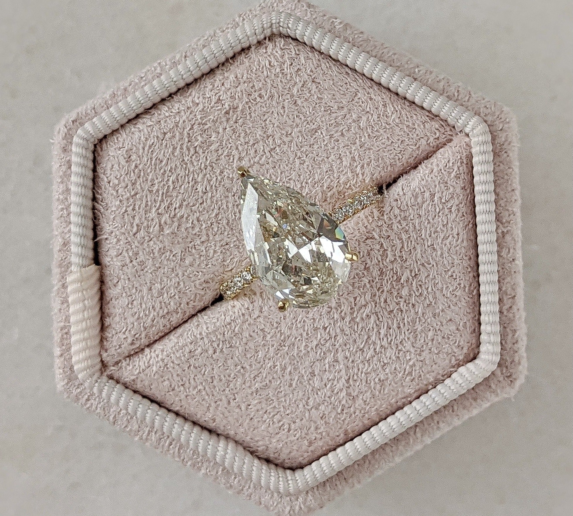 Pear Cut Pave Lab Grown Diamond Engagement Ring