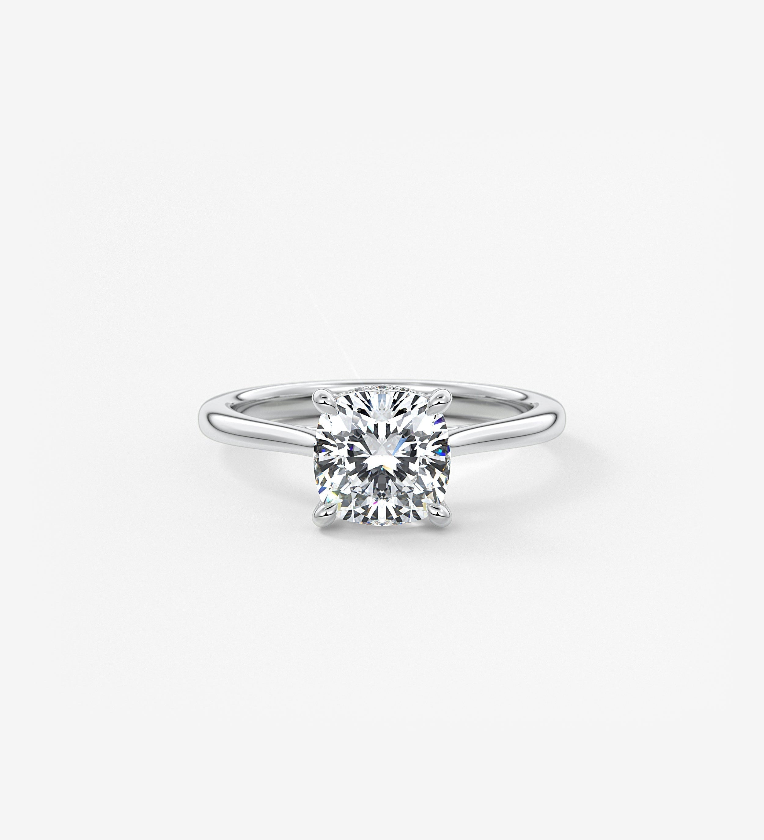 Cushion Hidden Halo/ Cathedral Lab Grown Diamond Engagement Ring