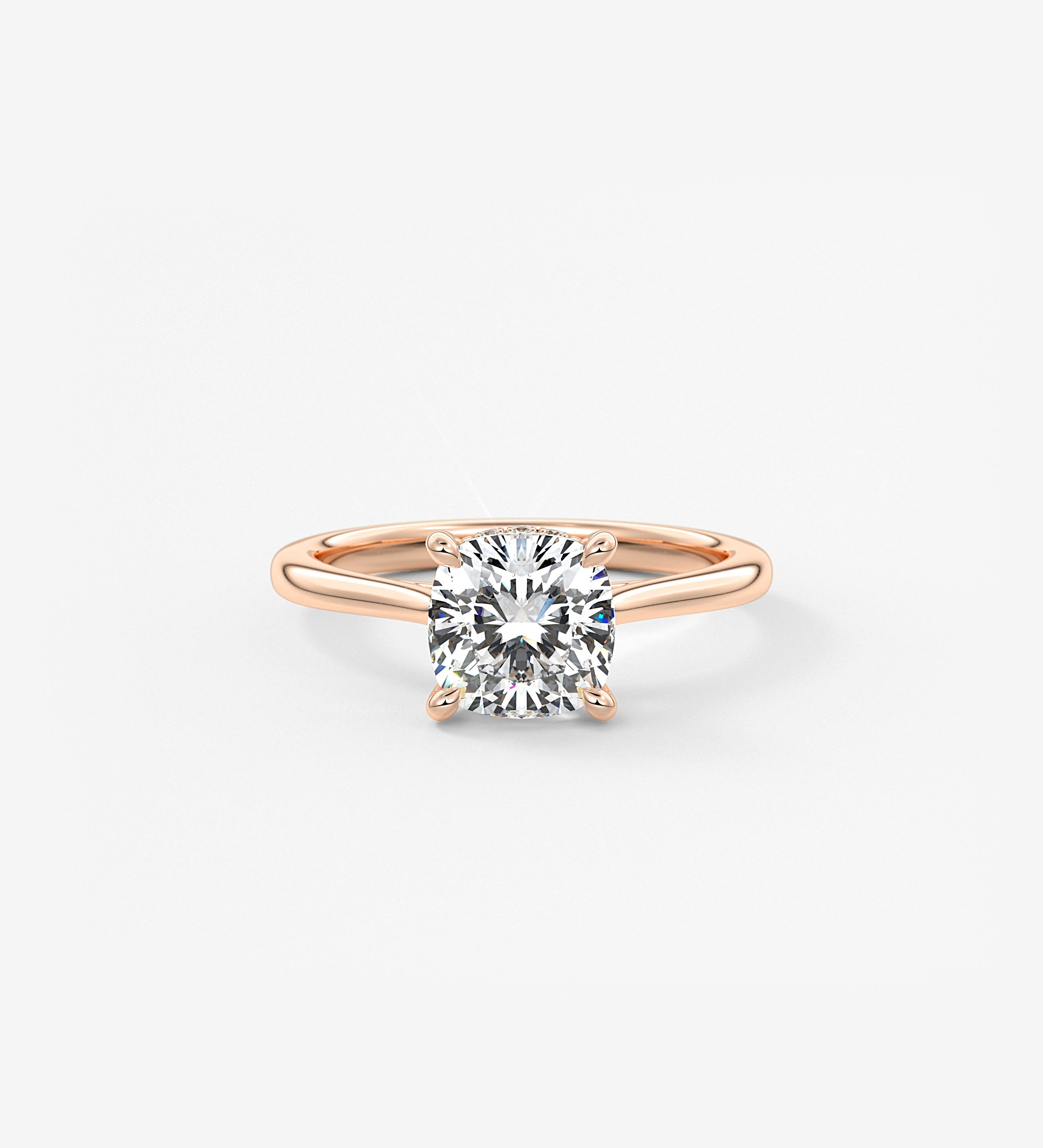 Cushion Hidden Halo/ Cathedral Lab Grown Diamond Engagement Ring