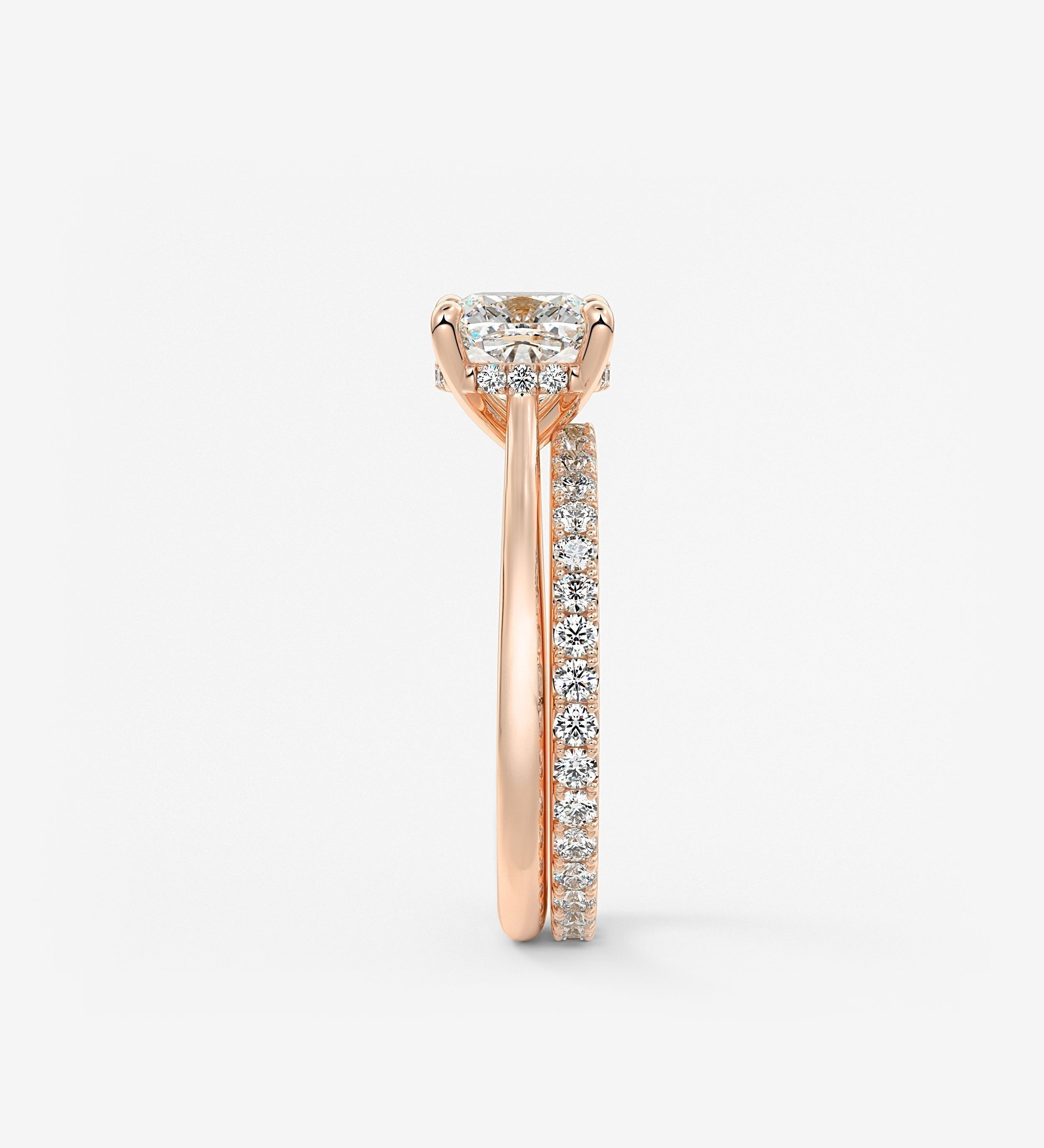 Cushion Hidden Halo/ Cathedral Lab Grown Diamond Engagement Ring