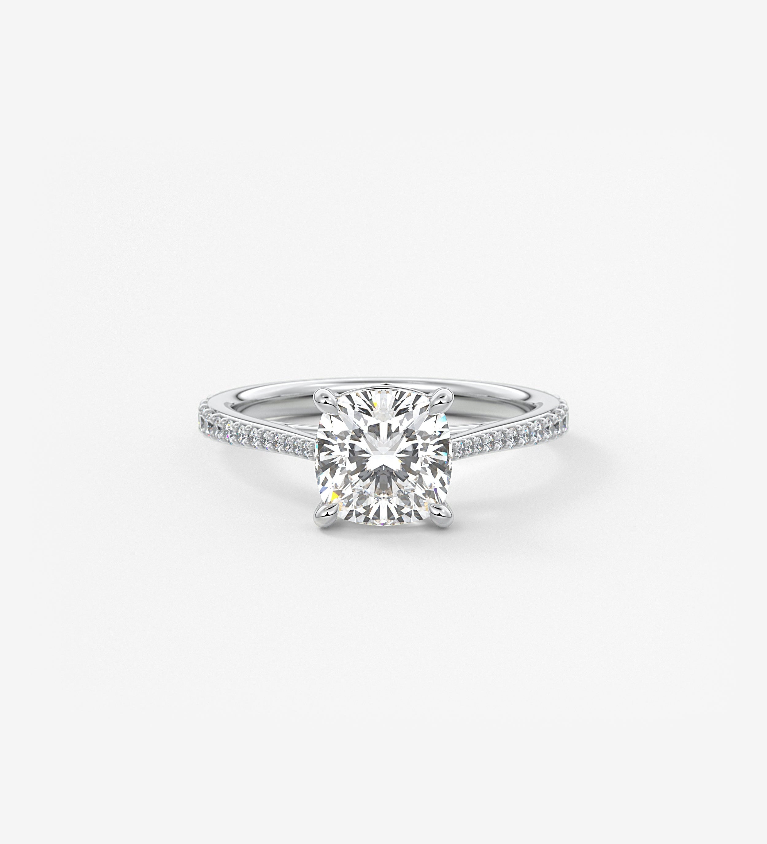 Cushion Pave Cathedral Lab Grown Diamond Engagement Ring