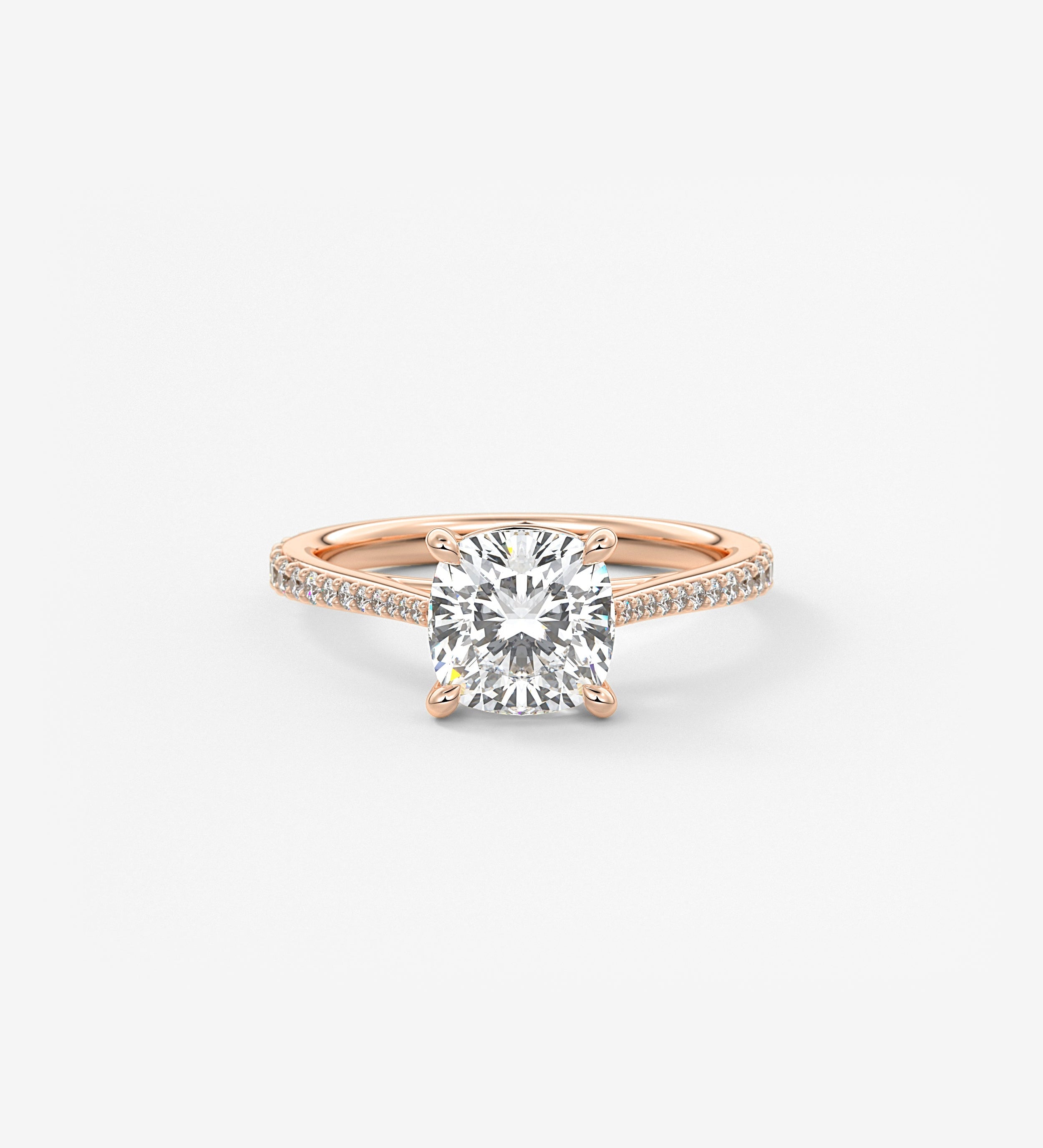 Cushion Pave Cathedral Lab Grown Diamond Engagement Ring