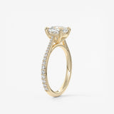 Cushion Pave Cathedral Lab Grown Diamond Engagement Ring