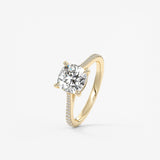 Cushion Pave Cathedral Lab Grown Diamond Engagement Ring