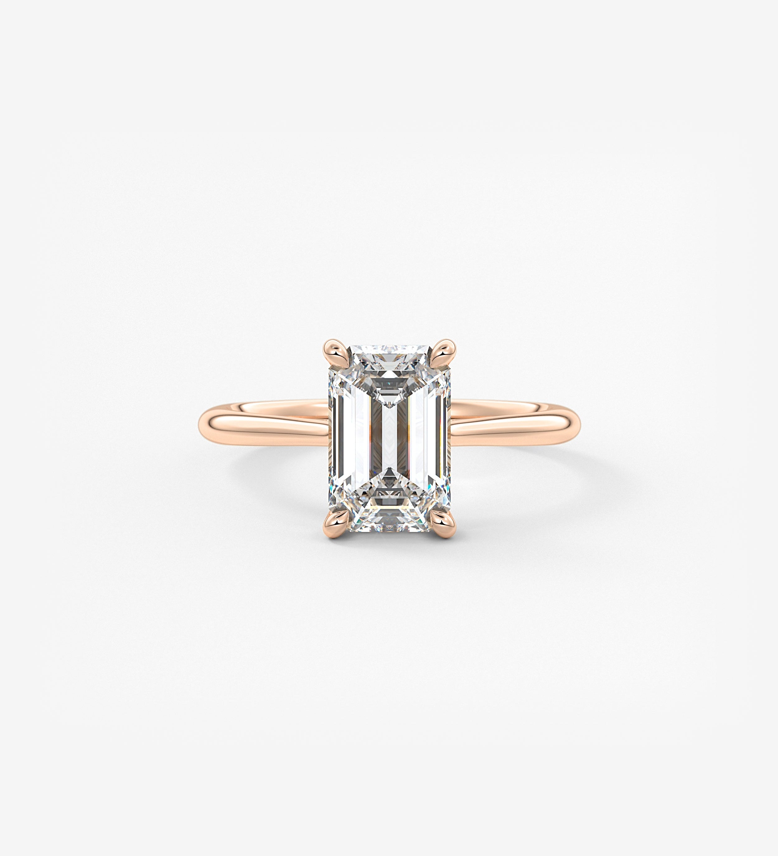 Emerald Hidden Halo/ Cathedral Lab Grown Diamond Engagement Ring