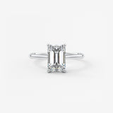 Emerald Hidden Halo/ Cathedral Lab Grown Diamond Engagement Ring