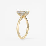 Emerald Hidden Halo/ Cathedral Lab Grown Diamond Engagement Ring