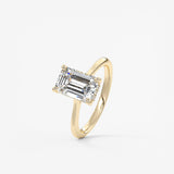 Emerald Hidden Halo/ Cathedral Lab Grown Diamond Engagement Ring