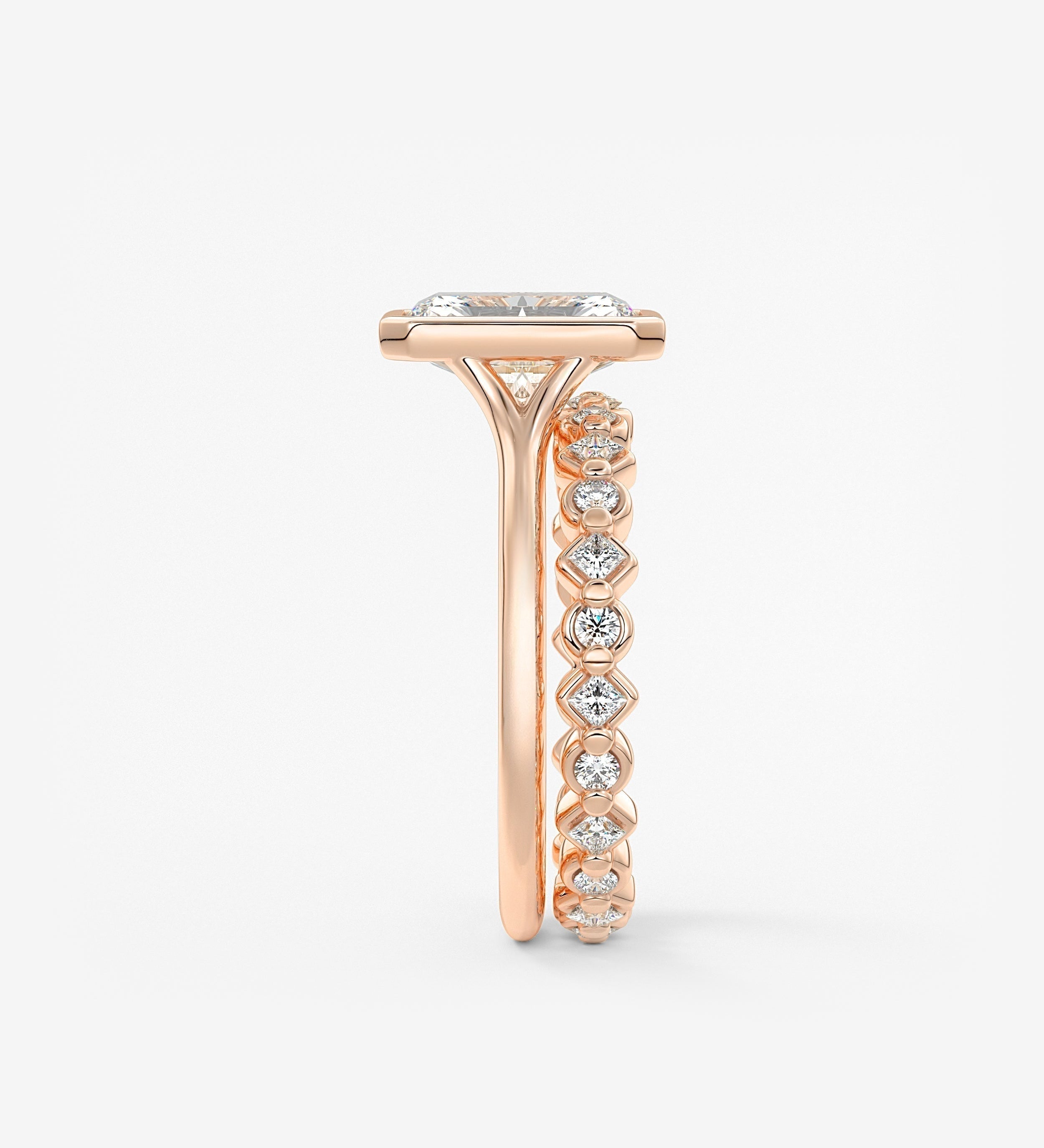Radiant Bezel Lab Grown Diamond Engagement Ring