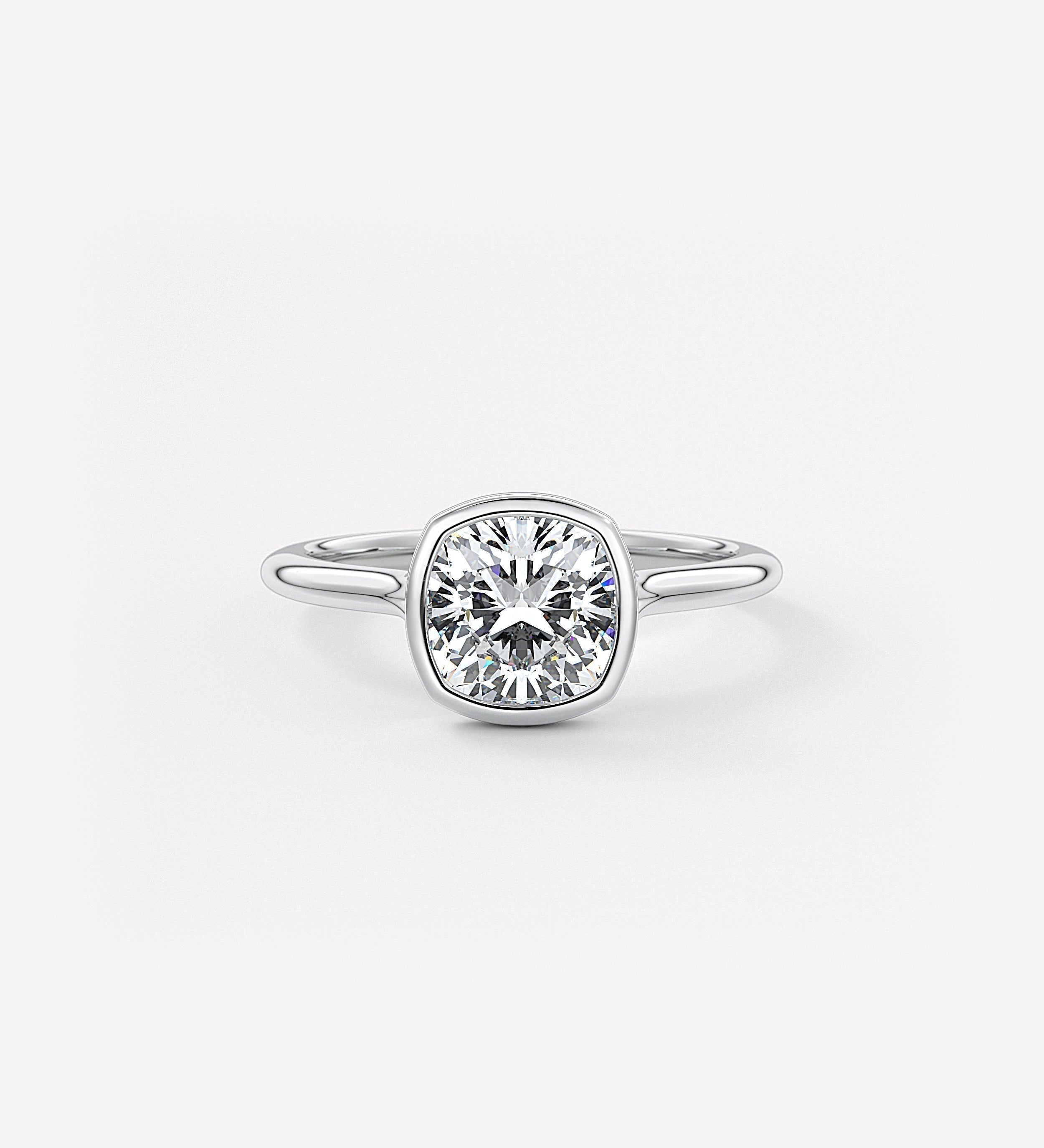 Cushion Bezel Lab Grown Diamond Engagement Ring