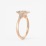 Emerald Three Stone Bezel Lab Grown Diamond Engagement Ring