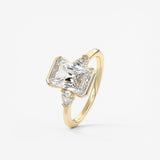 Radiant Three Stone Bezel Lab Grown Diamond Engagement Ring