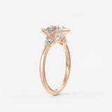 Asscher Three Stone Bezel Lab Grown Diamond Engagement Ring