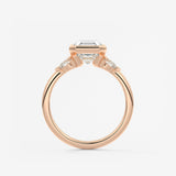 Asscher Three Stone Bezel Lab Grown Diamond Engagement Ring