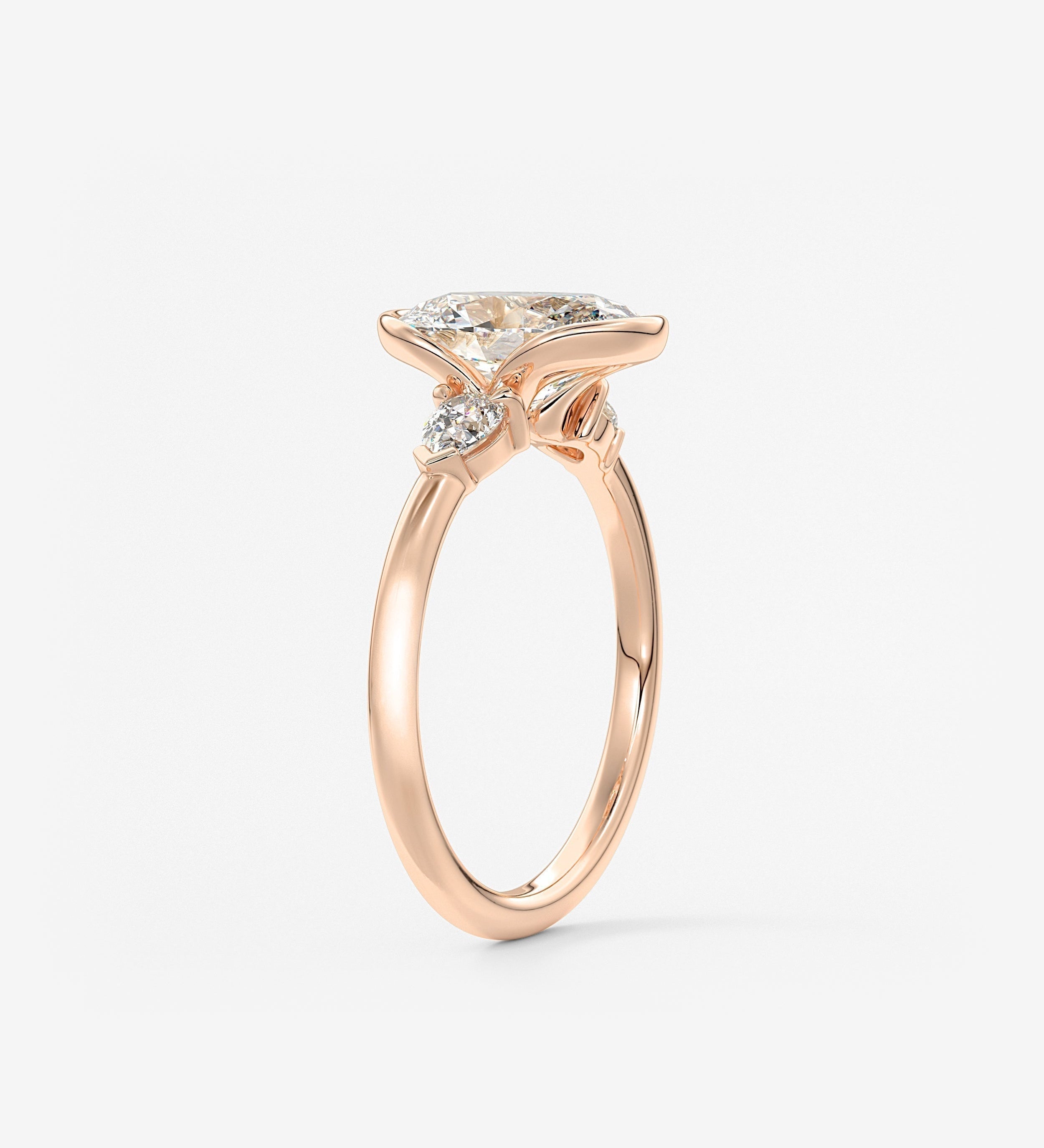 Oval Three Stone Bezel Lab Grown Diamond Engagement Ring