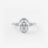 Oval Three Stone Bezel Lab Grown Diamond Engagement Ring