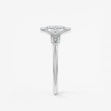 Elongated Cushion Three Stone Bezel Lab Grown Diamond Engagement Ring