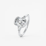 Elongated Cushion Three Stone Bezel Lab Grown Diamond Engagement Ring