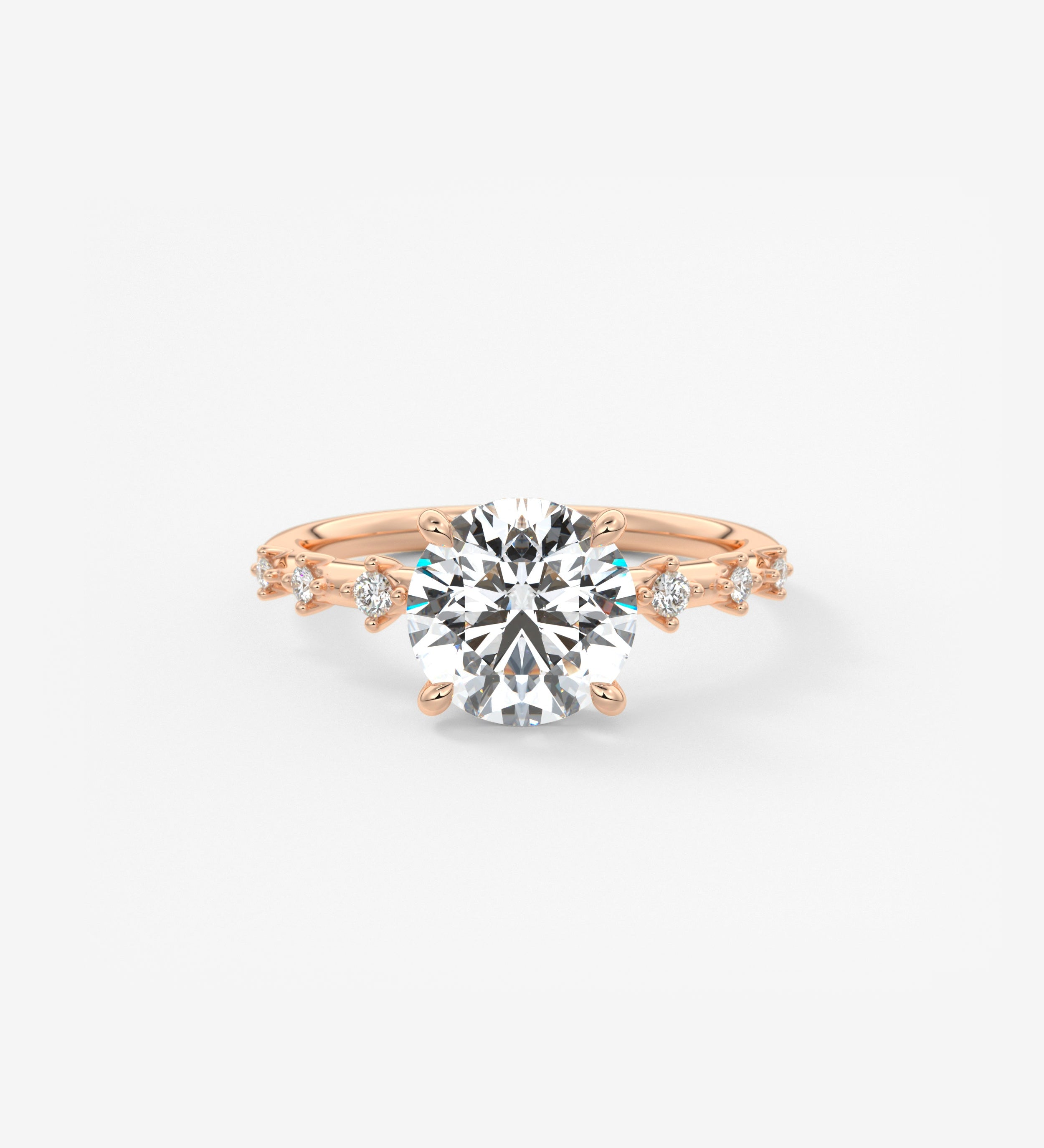 Round Dainty Pave Lab Grown Diamond Engagement Ring