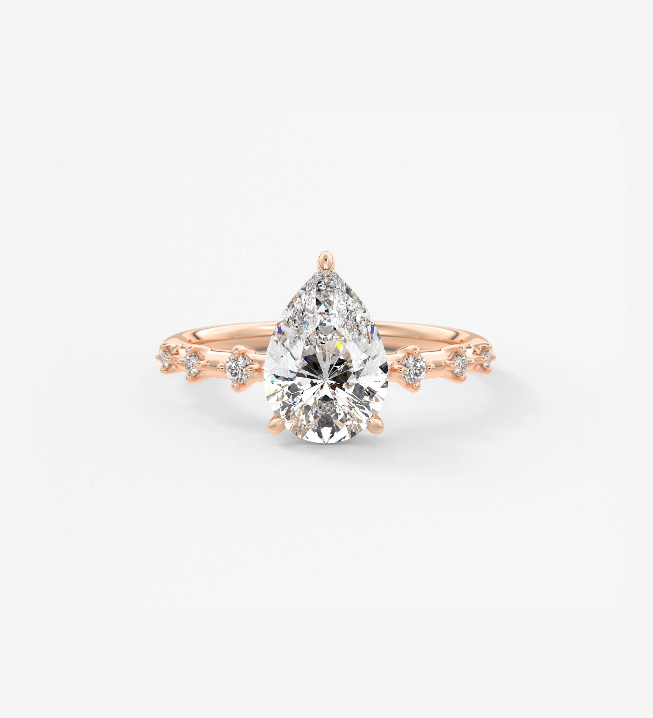 Pear Dainty Pave Lab Grown Diamond Engagement Ring