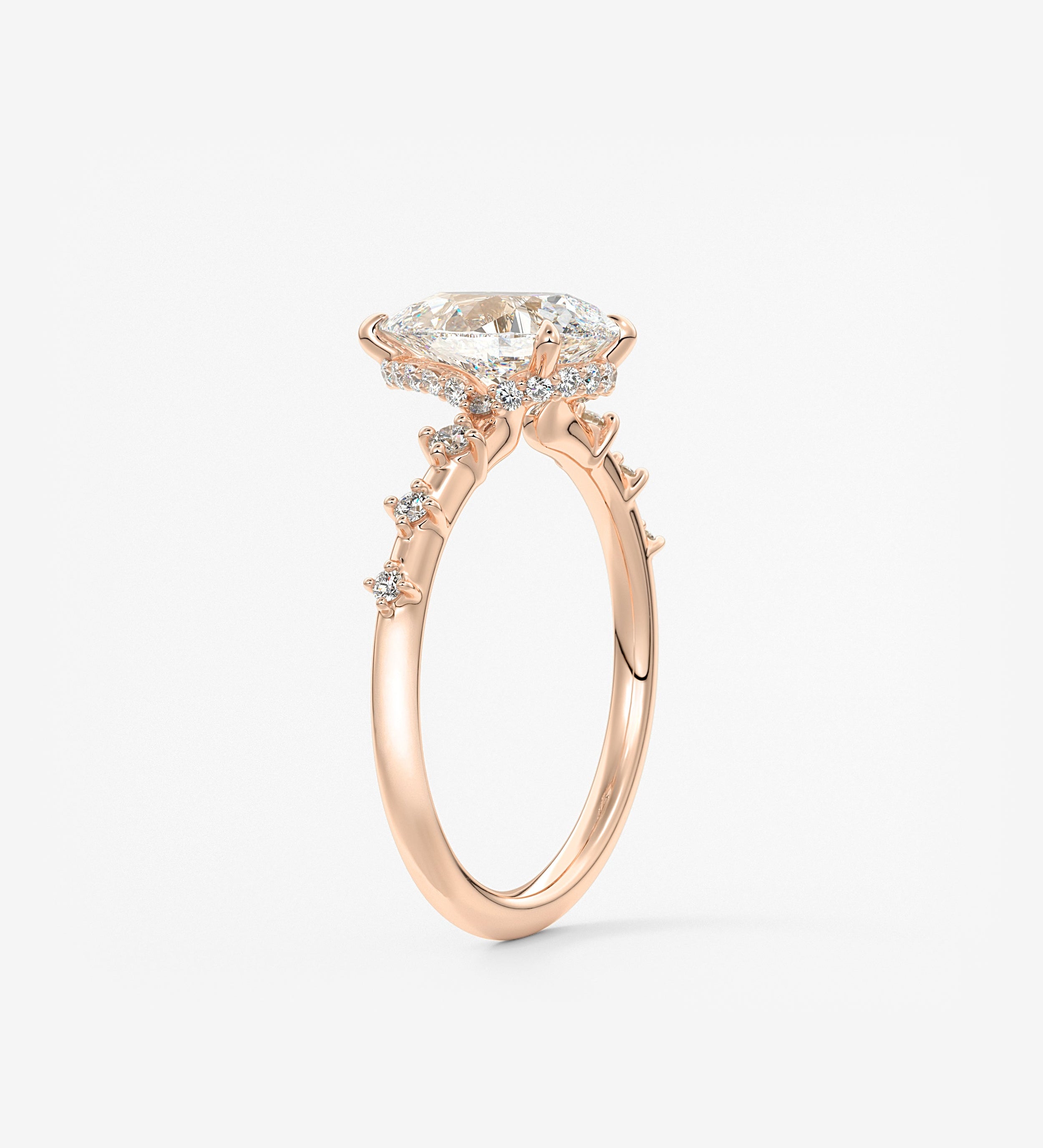 Pear Dainty Pave Lab Grown Diamond Engagement Ring