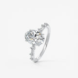 Oval Dainty Pave Lab Grown Diamond Engagement Ring
