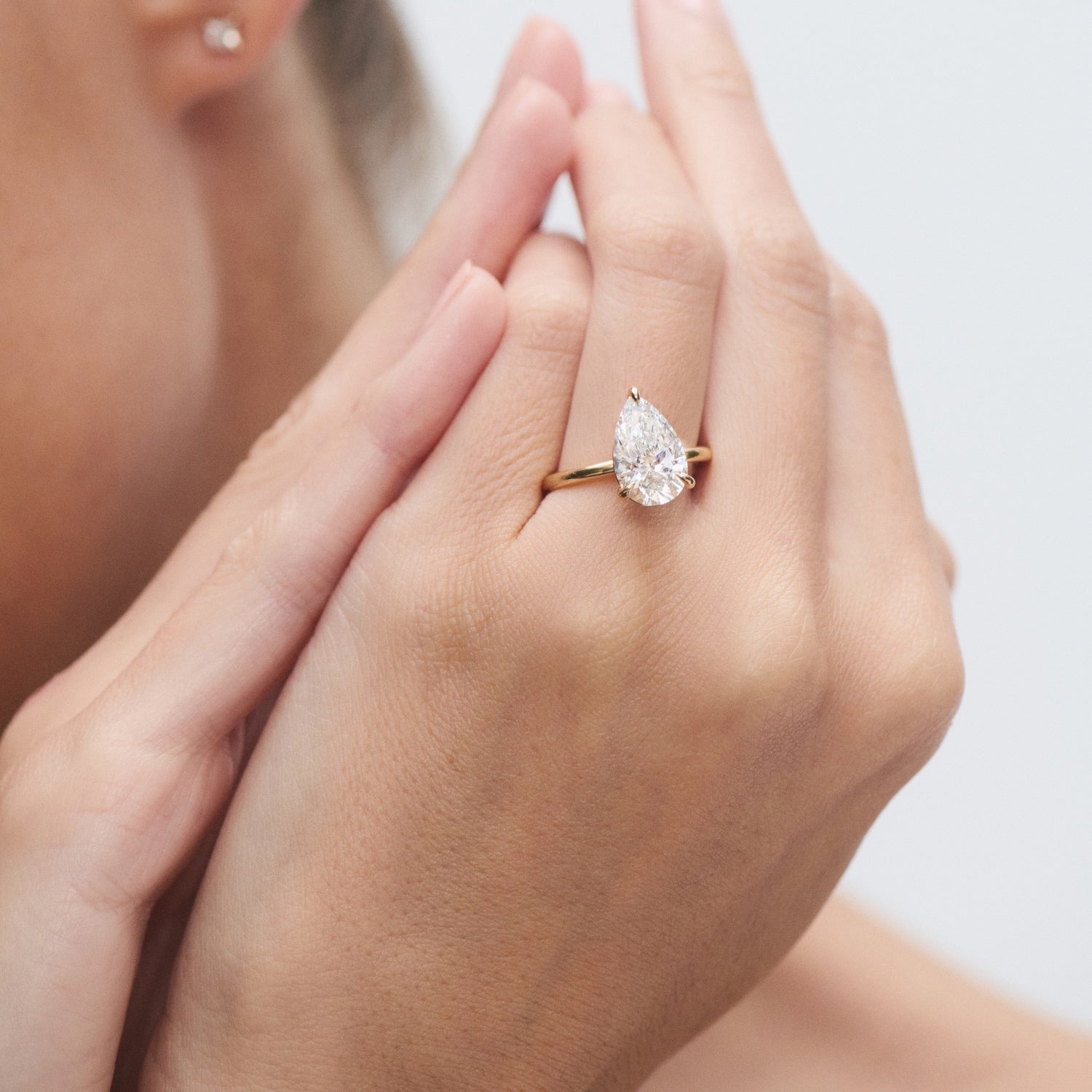 1.5 CT Pear Solitaire Moissanite Engagement Ring