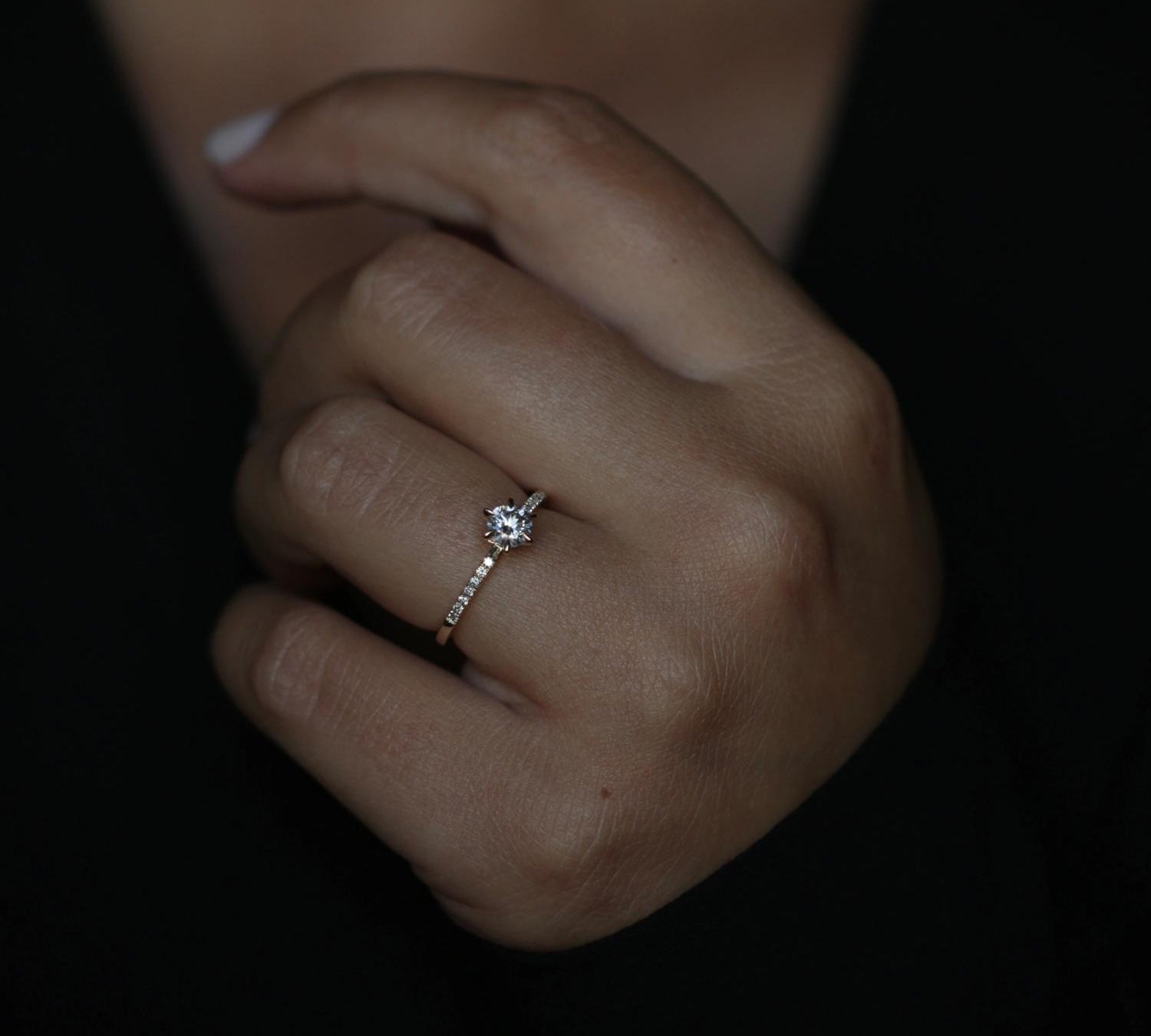 Round Cut Pave Lab Grown Diamond Engagement Ring