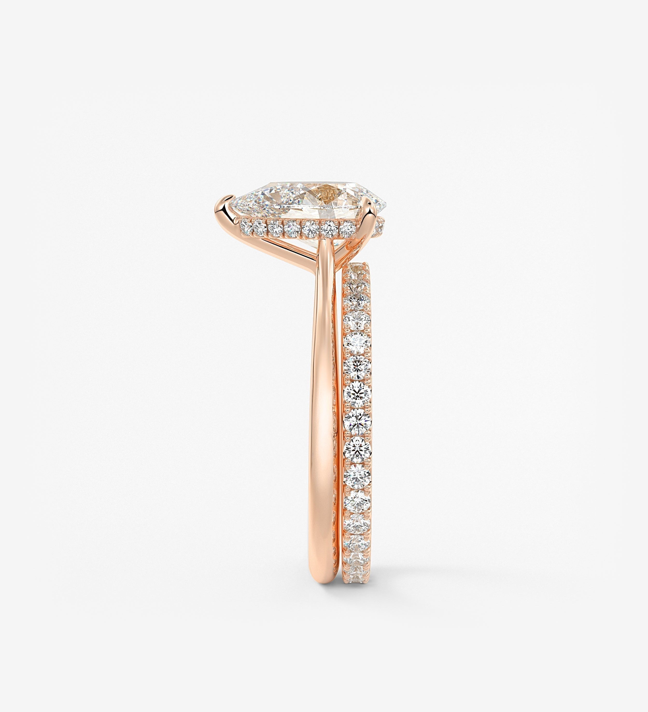 Pear Hidden Halo/ Cathedral Lab Grown Diamond Engagement Ring