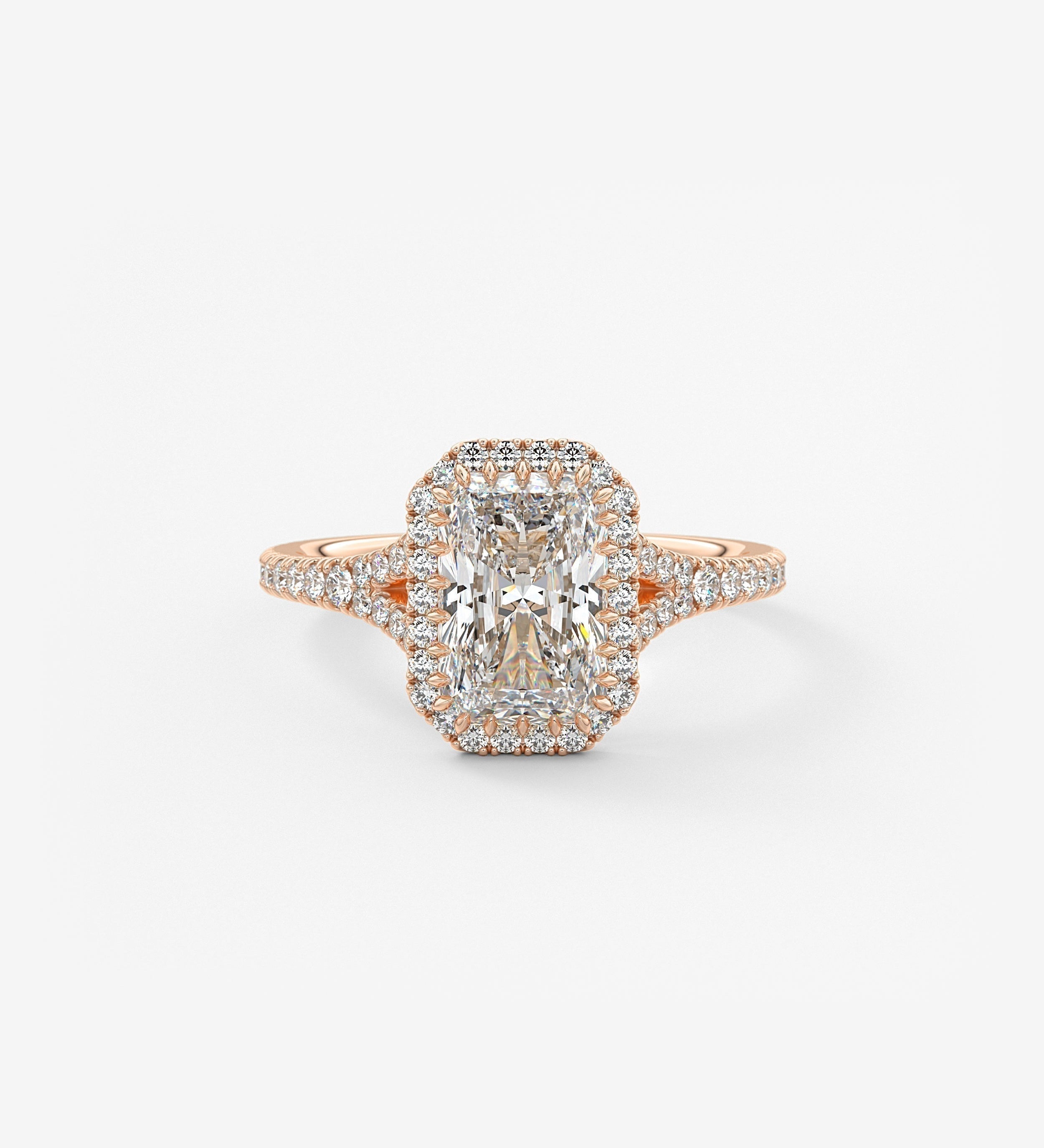 Radiant Halo & Pave , Split Shank Lab Grown Diamond Engagement Ring