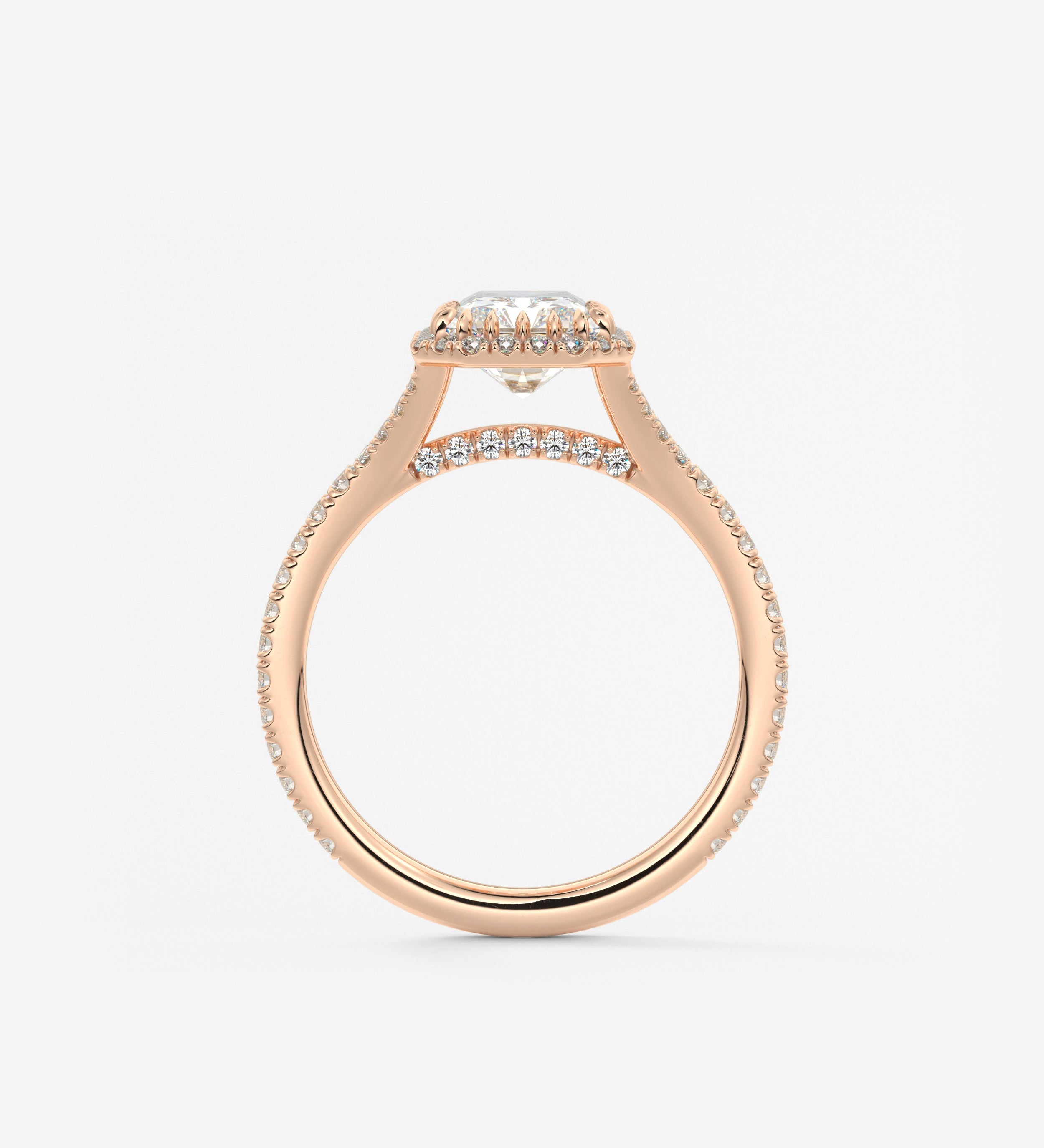 Radiant Halo & Pave , Split Shank Lab Grown Diamond Engagement Ring
