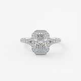 Radiant Halo & Pave , Split Shank Lab Grown Diamond Engagement Ring