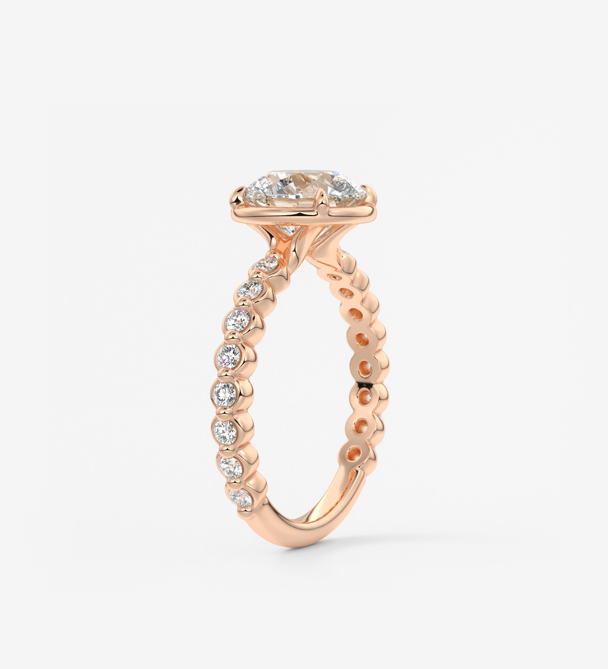 Round Bezel Lab Grown Diamond Engagement Ring