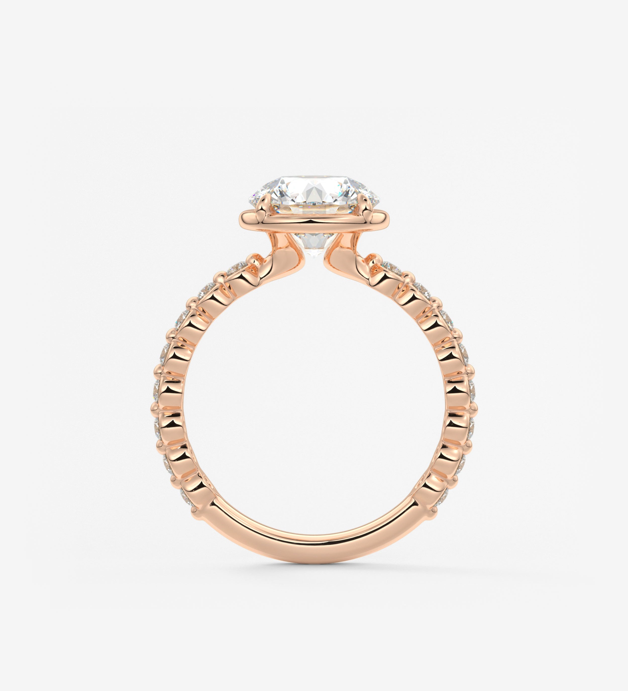 Round Bezel Lab Grown Diamond Engagement Ring