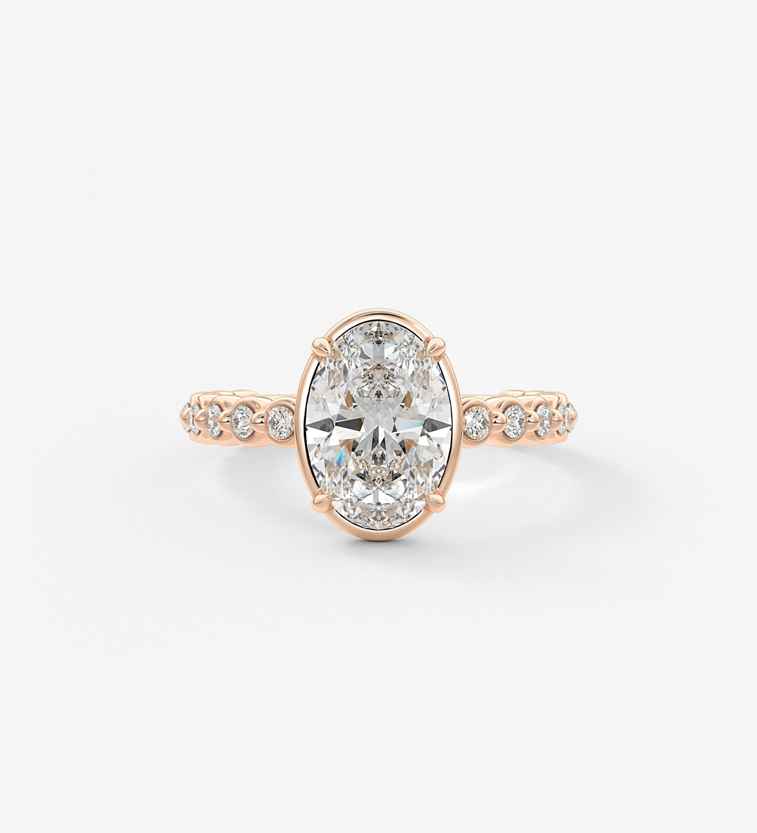 Oval Bezel Lab Grown Diamond Engagement Ring