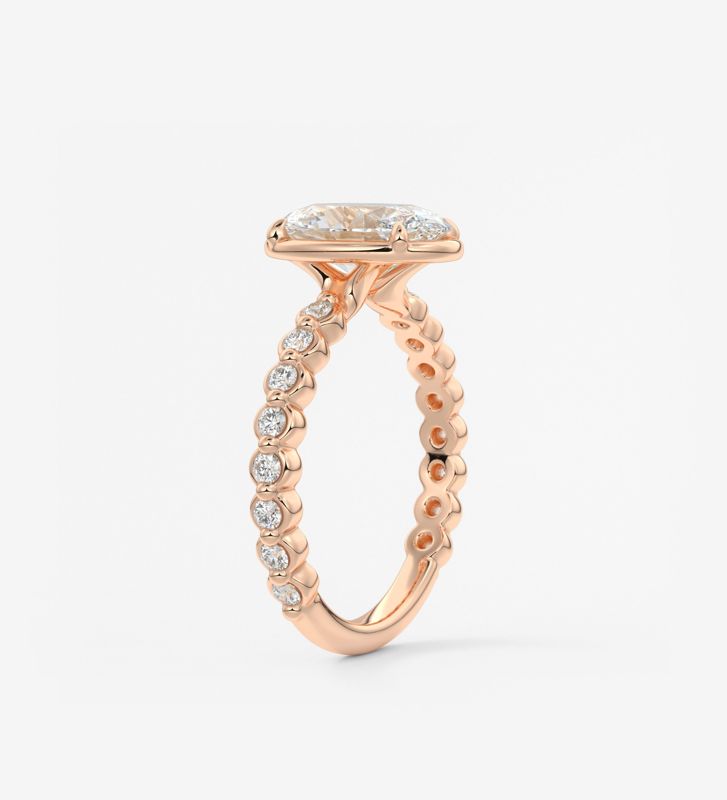 Oval Bezel Lab Grown Diamond Engagement Ring