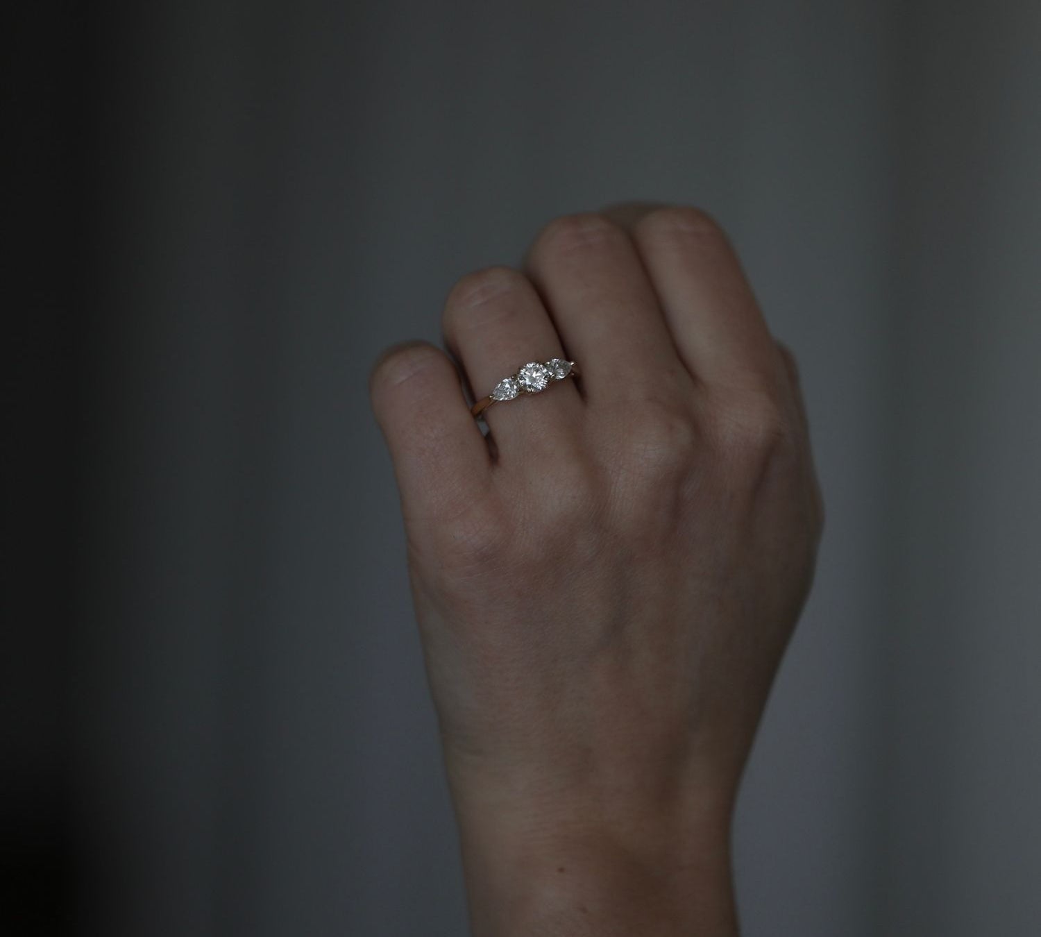 0.50 CT Round Three Stones Lab Grown Diamond Engagement Ring