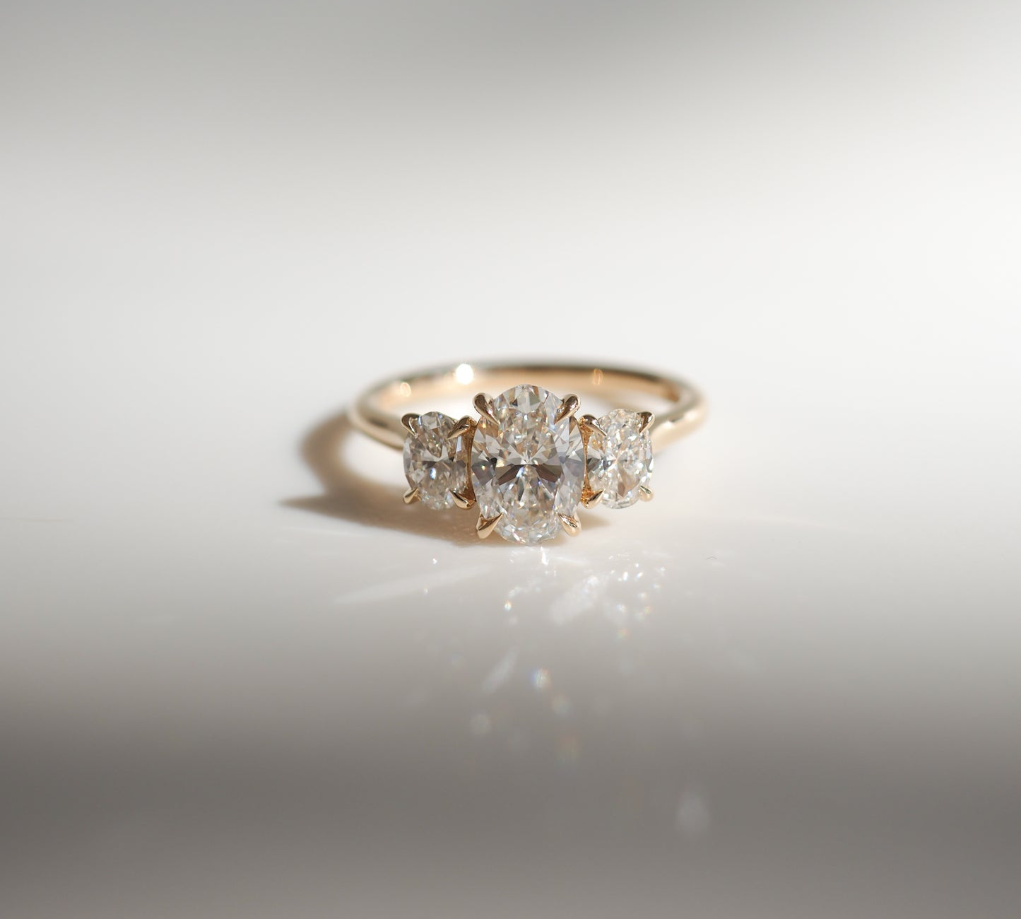 Stunning 1.5 CT Oval Moissanite Engagement Ring with Three Stone Design