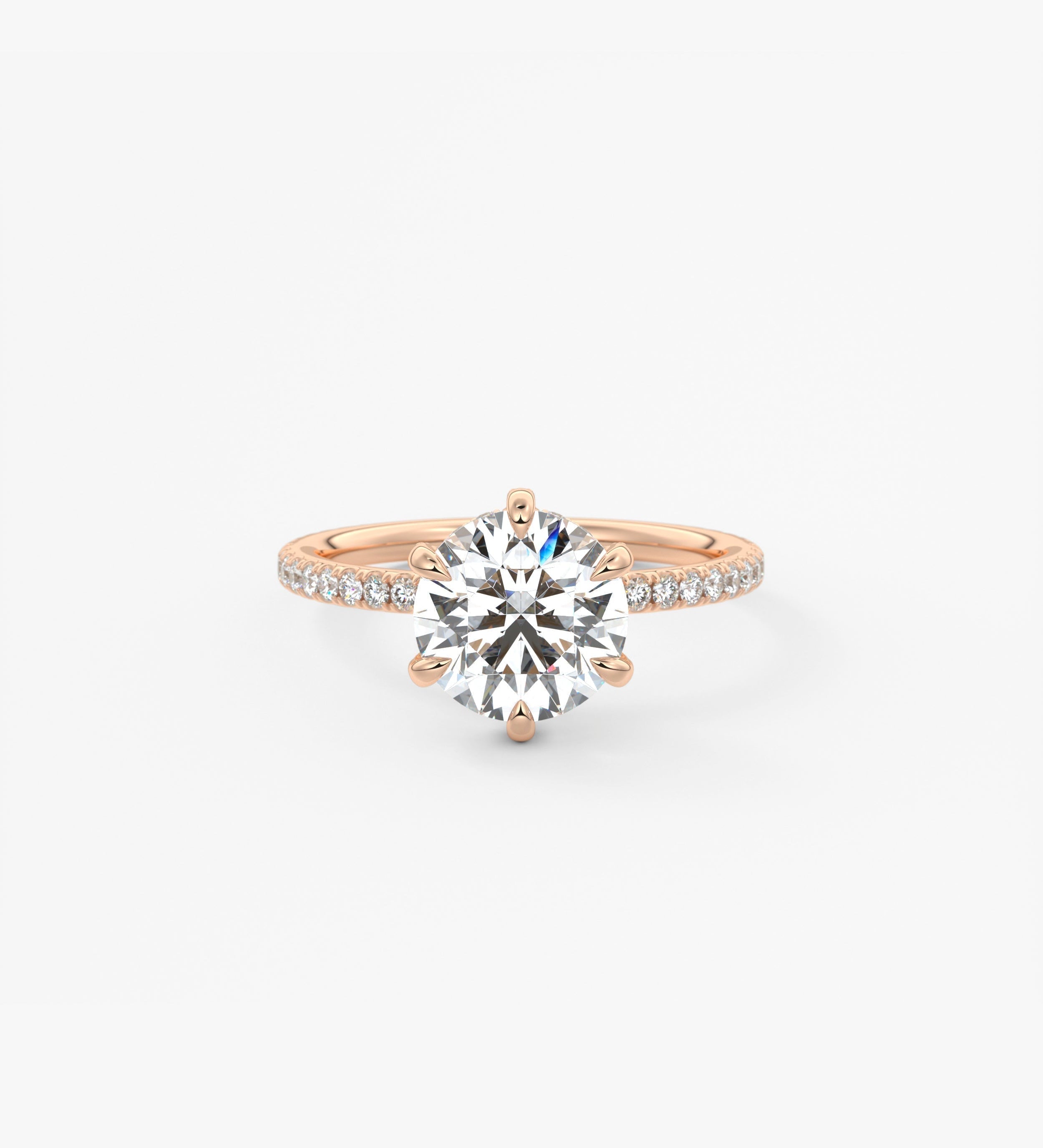 Round Pave Lab Grown Diamond Engagement Ring