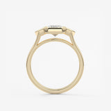Emerald Three Stone Bezel Lab Grown Diamond Engagement Ring