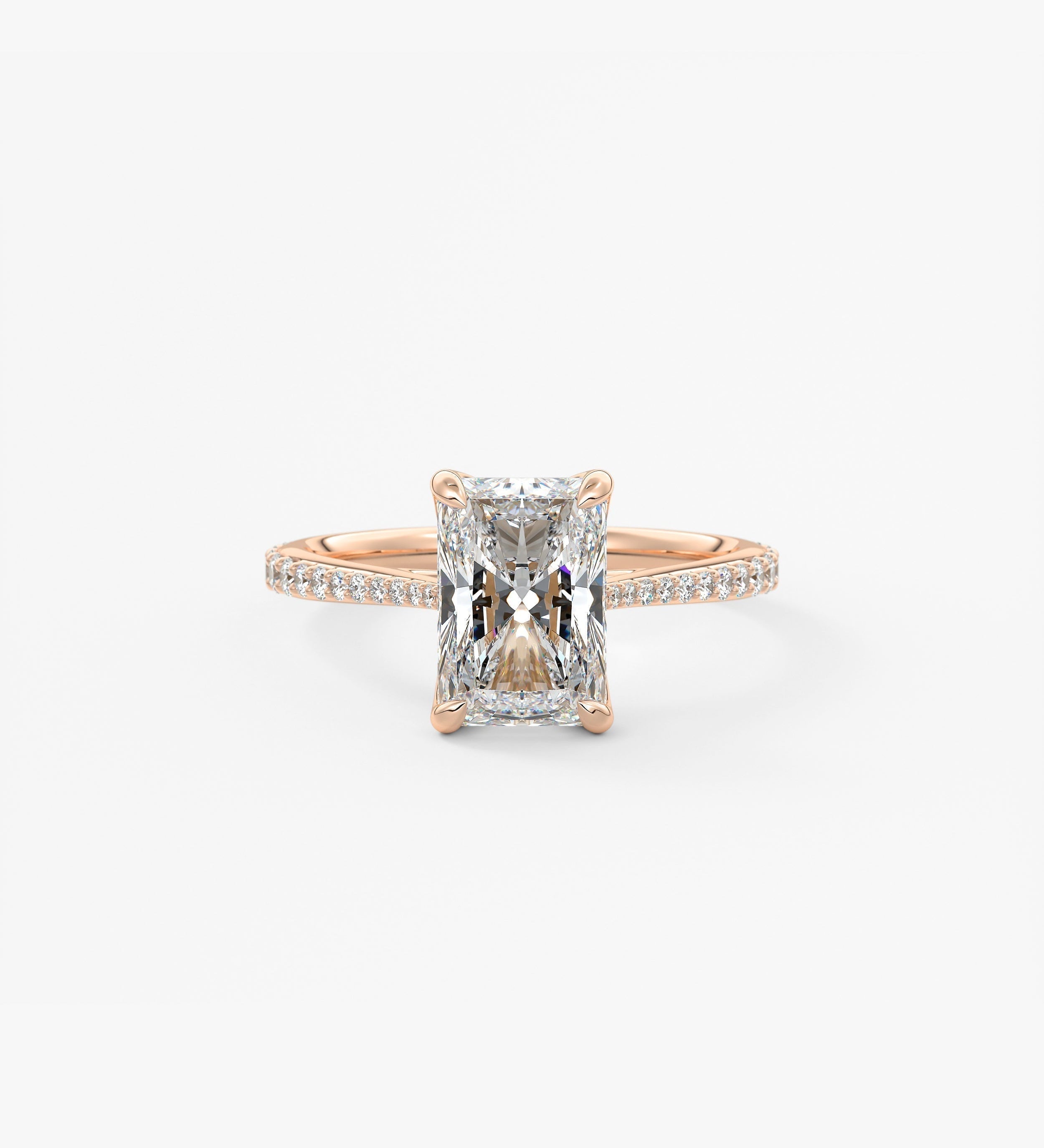 Radiant Pave Cathedral Lab Grown Diamond Engagement Ring