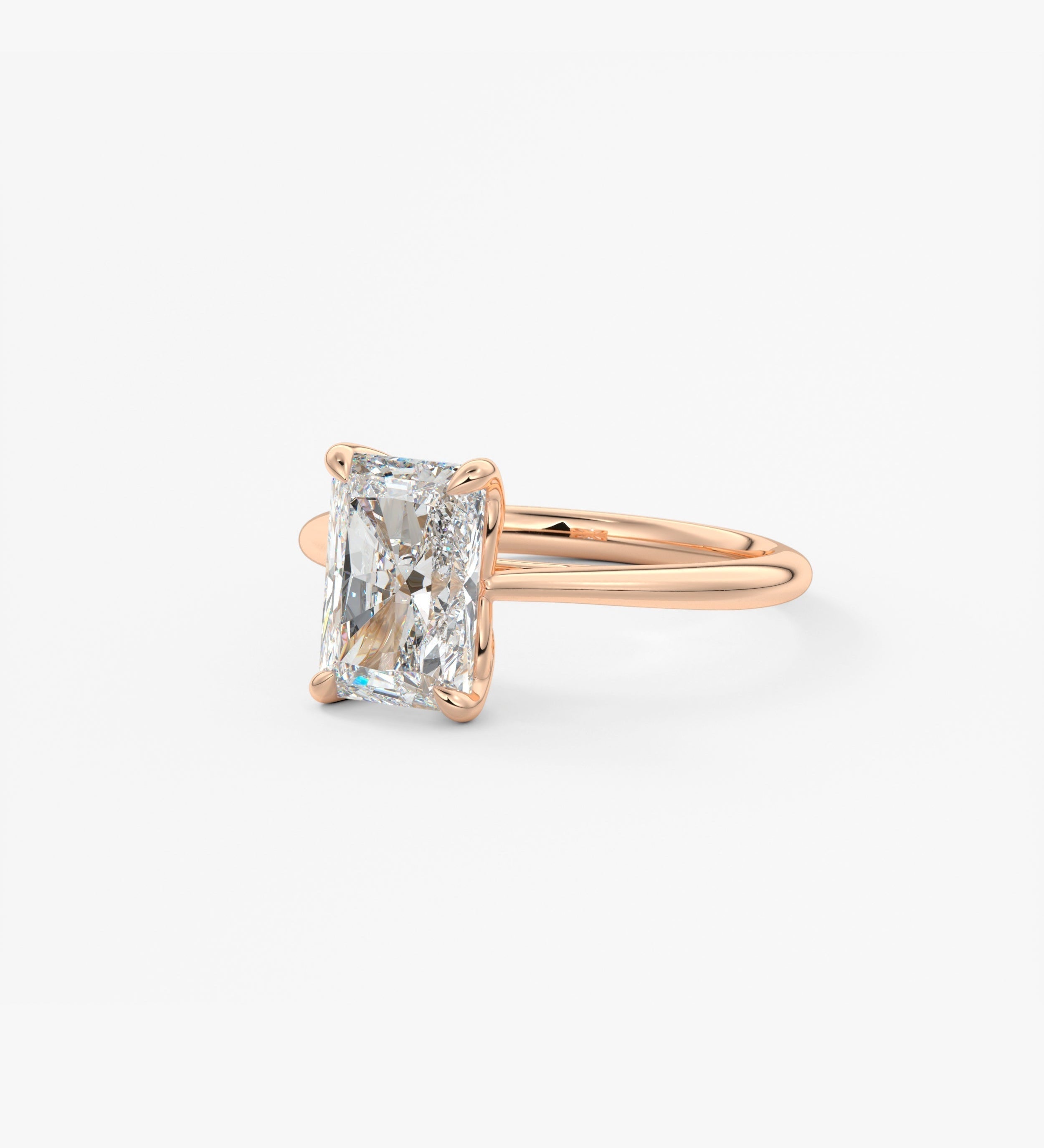 Radiant Solitaire Cathedral Lab Grown Diamond Engagement Ring