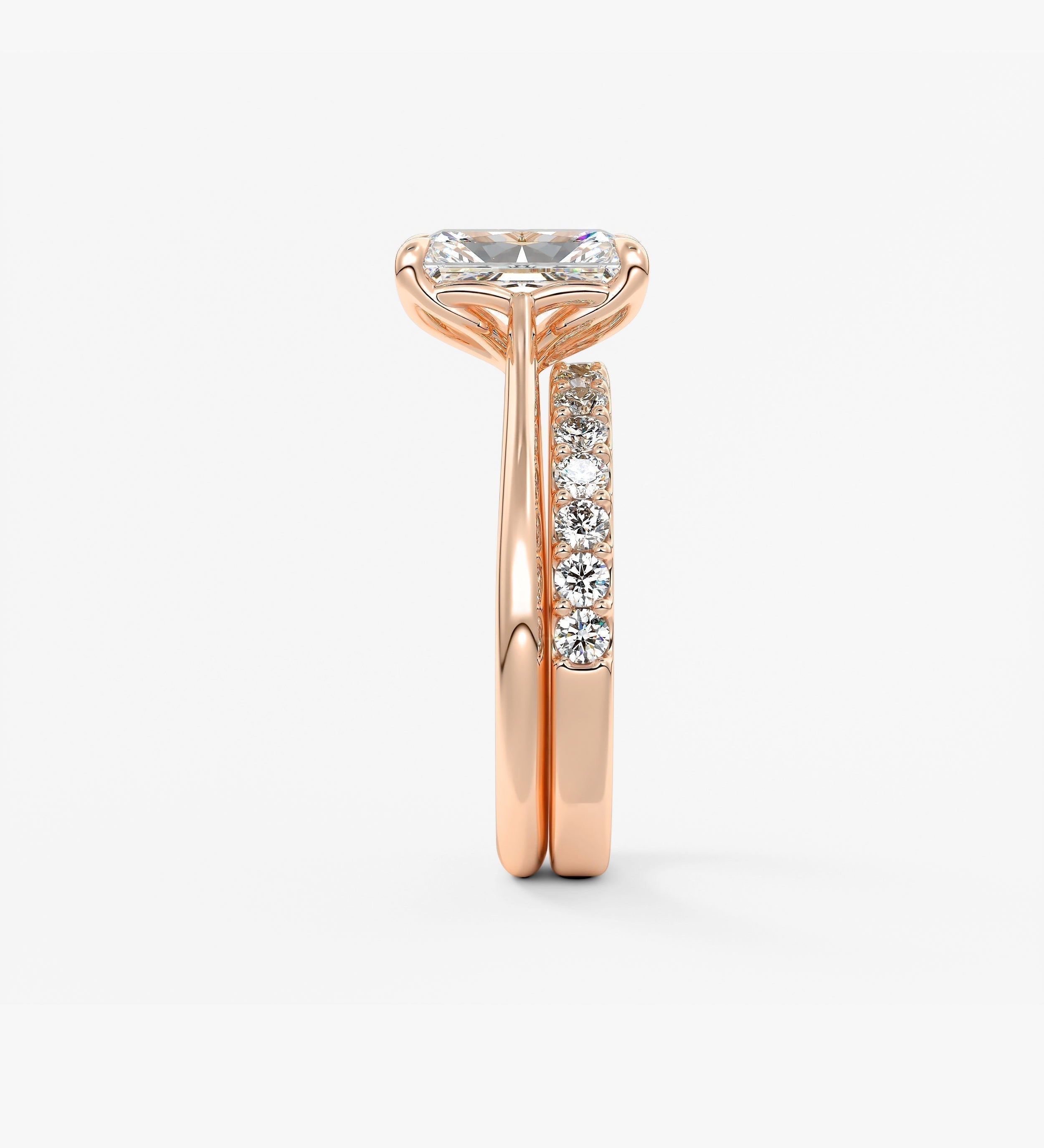 Radiant Solitaire Cathedral Lab Grown Diamond Engagement Ring