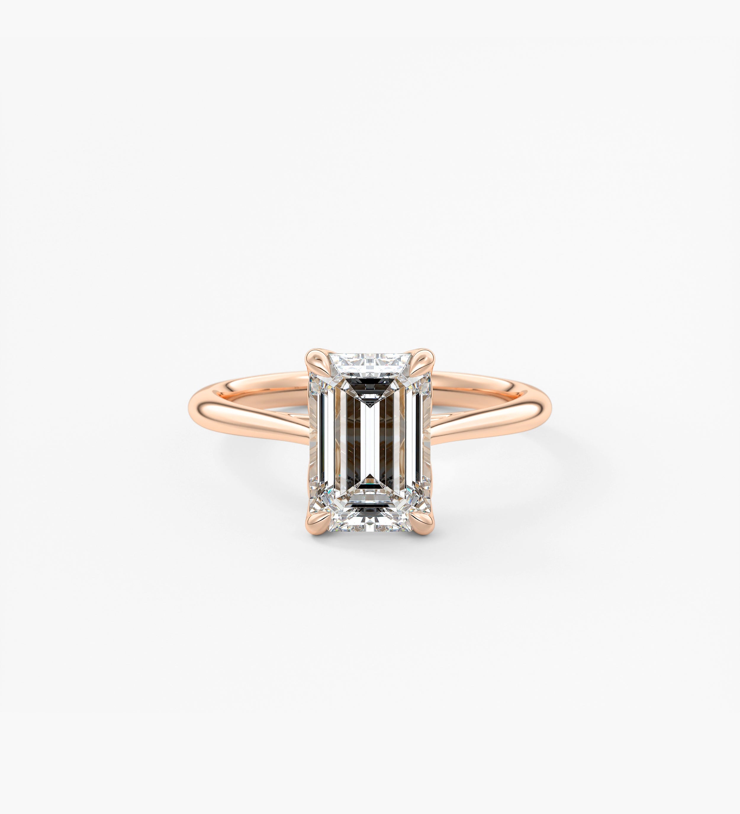 Emerald Solitaire Cathedral Lab Grown Diamond Engagement Ring