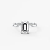 Emerald Solitaire Cathedral Lab Grown Diamond Engagement Ring