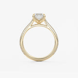 Emerald Pave Cathedral Lab Grown Diamond Engagement Ring