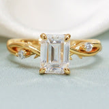 Stunning 1.0 - 2.0 CT Emerald Moissanite Engagement Ring with Twisted Pave Design 1