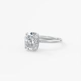 Elongated Cushion Hidden Halo Lab Grown Diamond Engagement Ring