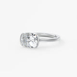 Elongated Cushion East West Half Bezel Lab Grown Diamond Engagement Ring